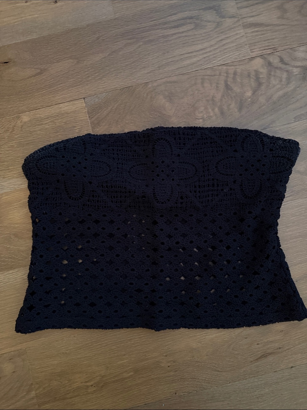 J. Crew Black Crochet Lace Strapless Crop Top